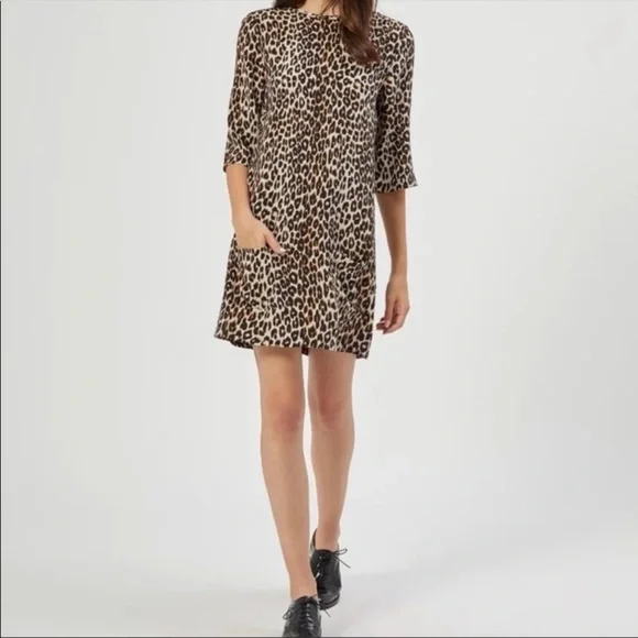 Equipment Aubrey Leopard Print Silk Dress Pockets Size M - Picture 3 of 11